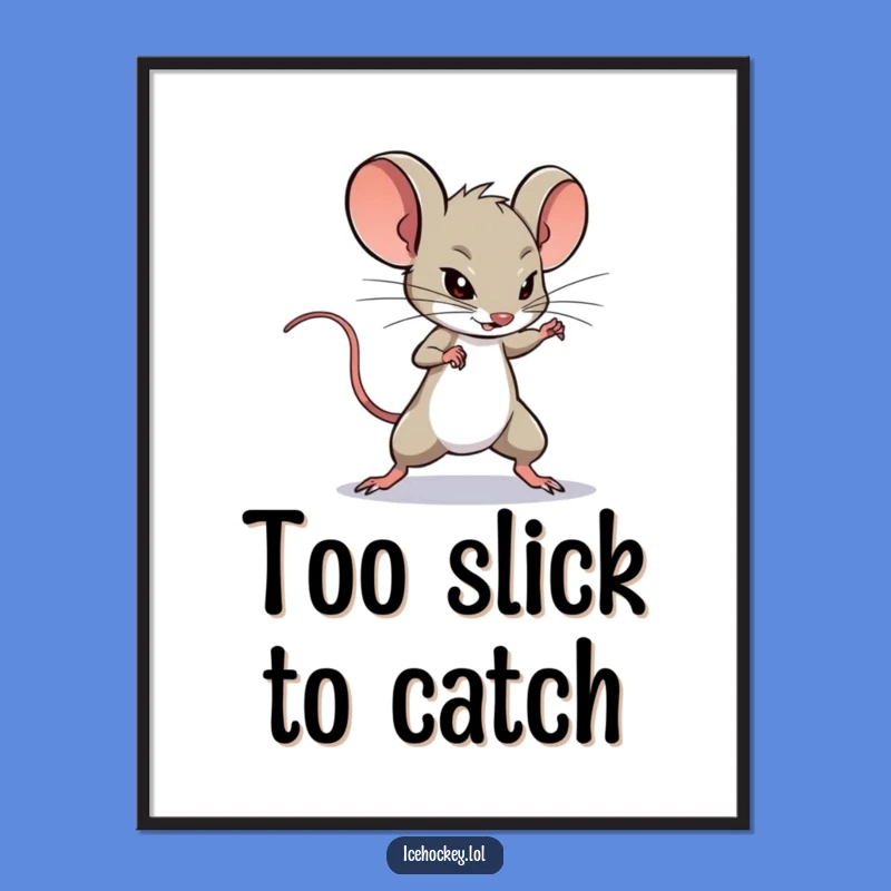 Funny Mouse Hockey Poster: Determined Deking for Wall Art