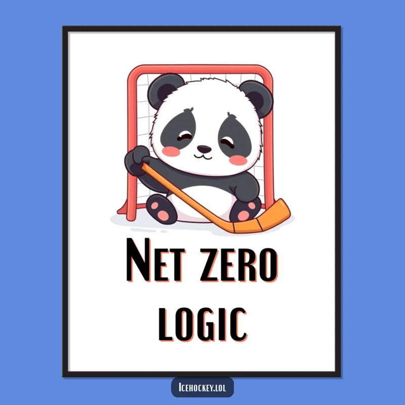 Funny Panda Hockey Poster: Adorable Confused Cub Art for Your Walls