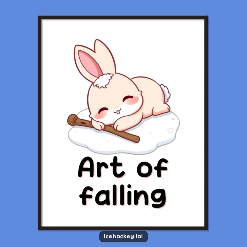 Funny Rabbit Ice Skating Poster: Charming Art for Your Walls.