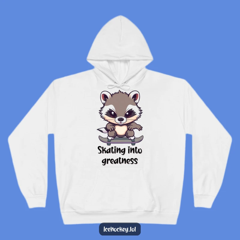 Cozy Funny Badger Ice Skating Hoodie: Stay Focused & Warm