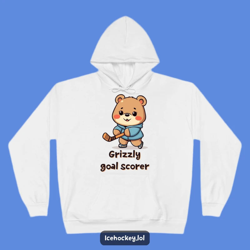 Funny Bear Hoodie - Cozy Determined Hockey Sweatshirt, Great Funny Gift