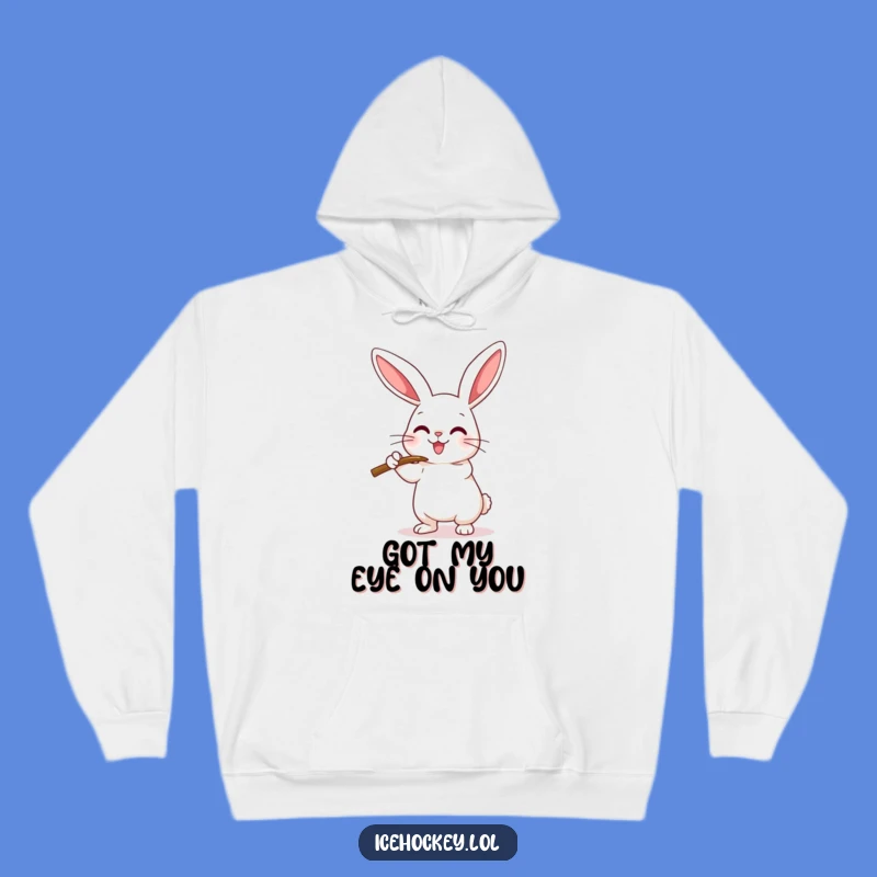 Funny Hockey Rabbit Hoodie: Cozy Happy Rabbit Checking, Best Funny Gift