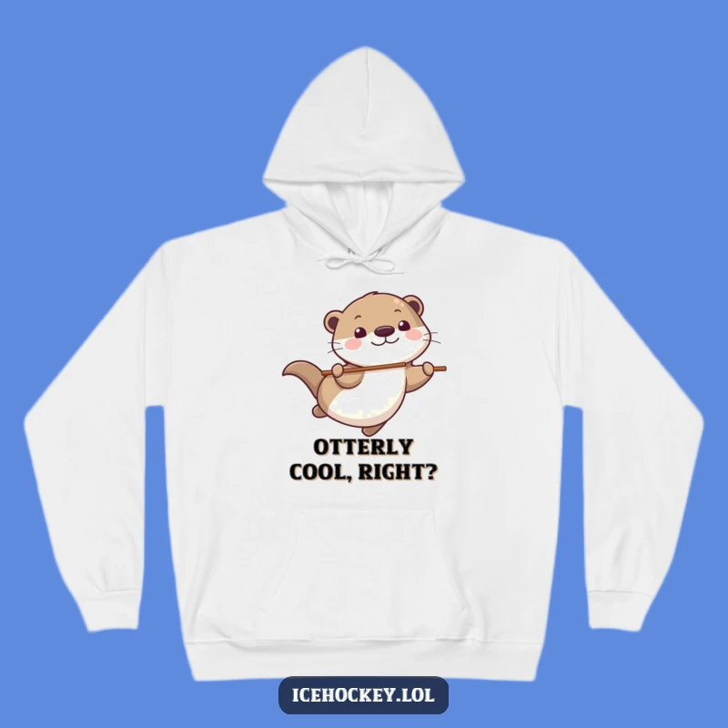 Funny Otter Hockey Hoodie: Cozy Playful Otter Gliding, Best Funny Gift