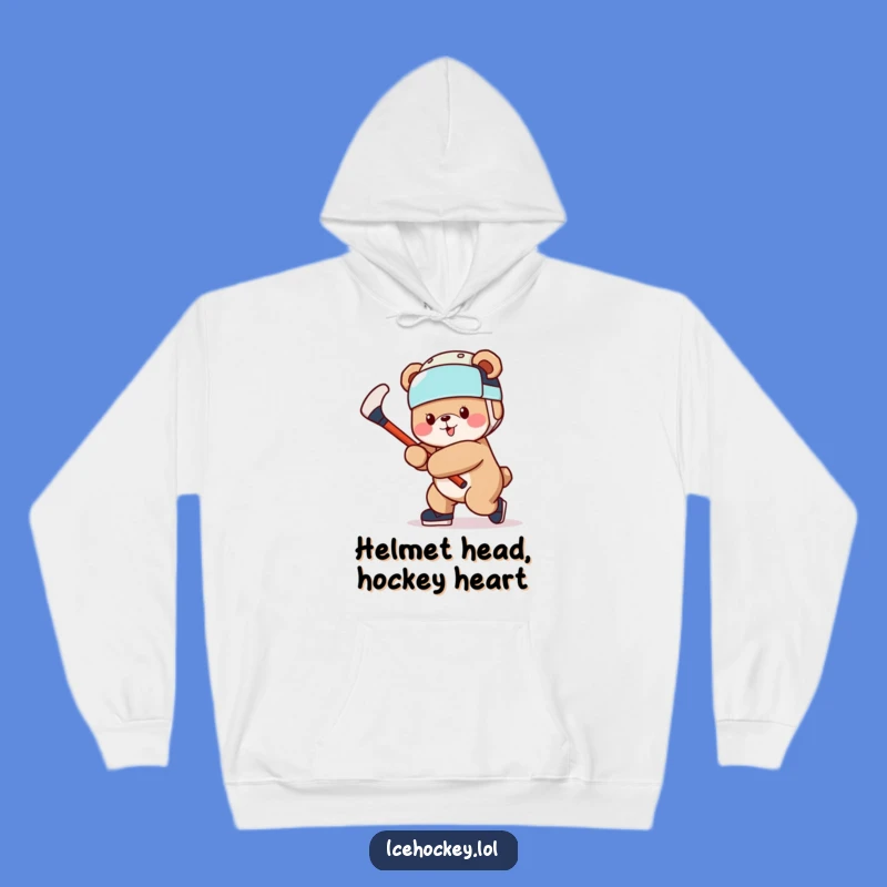 Funny Bear Hockey Hoodie: Cozy Cheerful Bear Swinging Gift!