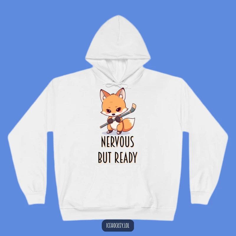 Funny Shy Fox Hockey Hoodie - Cozy Game Day Comfort, Perfect Athlete Gift