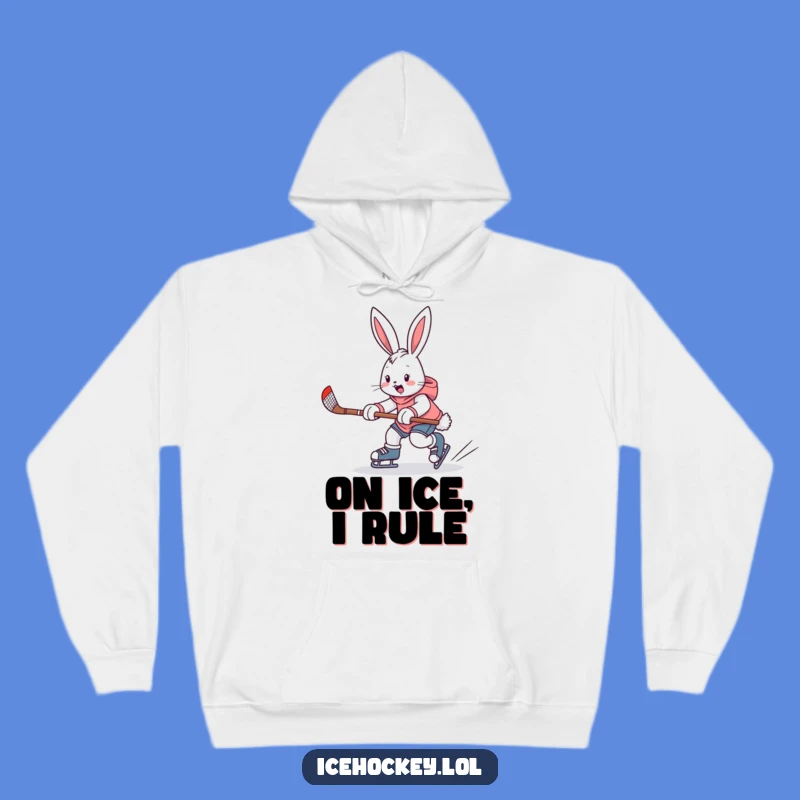 Cozy Funny Bunny Hockey Hoodie, Warm & Enthusiastic Gamer Gift