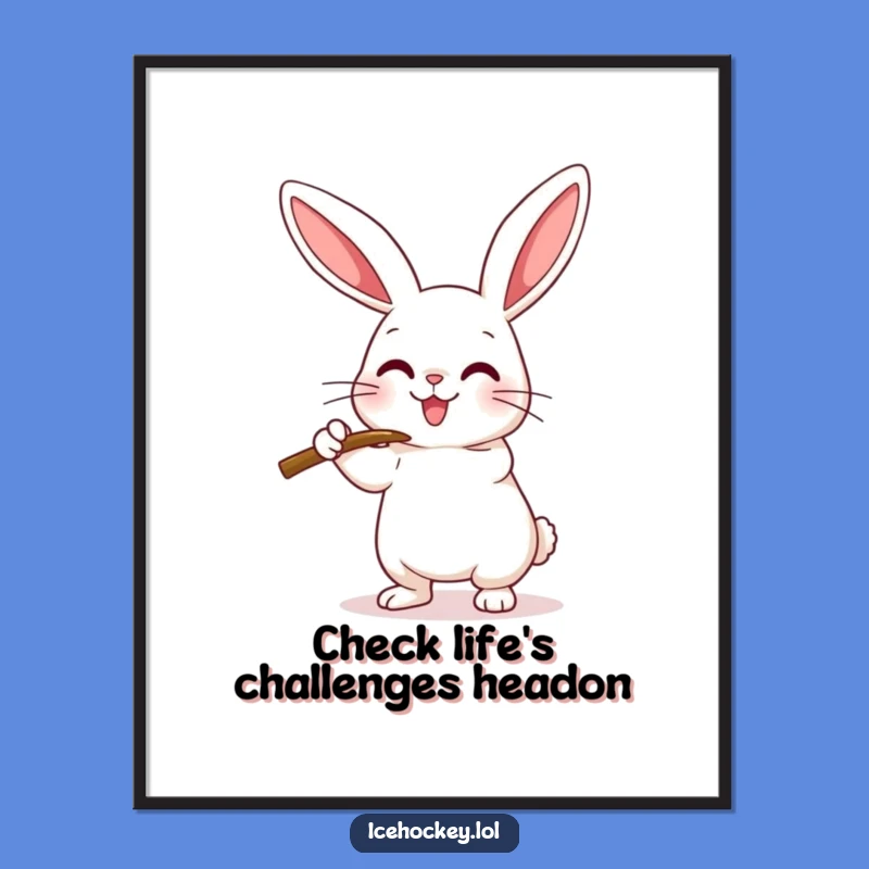 Free Printable Wall Art: Funny Hockey Rabbit Checking, Sports Fan Decor