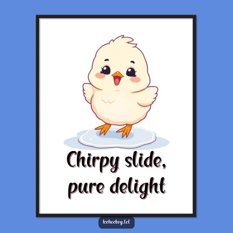 Funny Free Printable Wall Art: Gleeful Chick Sliding, Downloadable Decor
