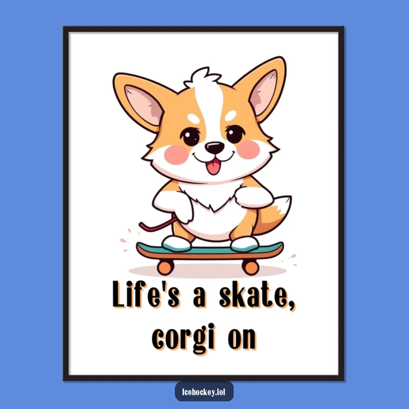 Free Printable Corgi Wall Art: Hilarious Skating Dog Downloadable Decor for Pet Lovers