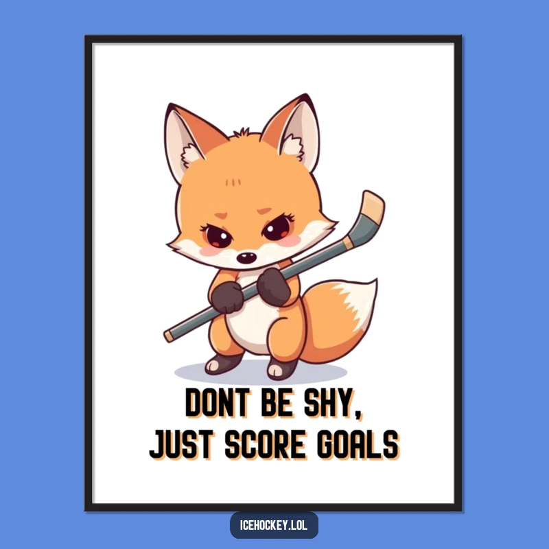 Free Printable Wall Art: Shy Fox Hockey, Funny Downloadable Decor