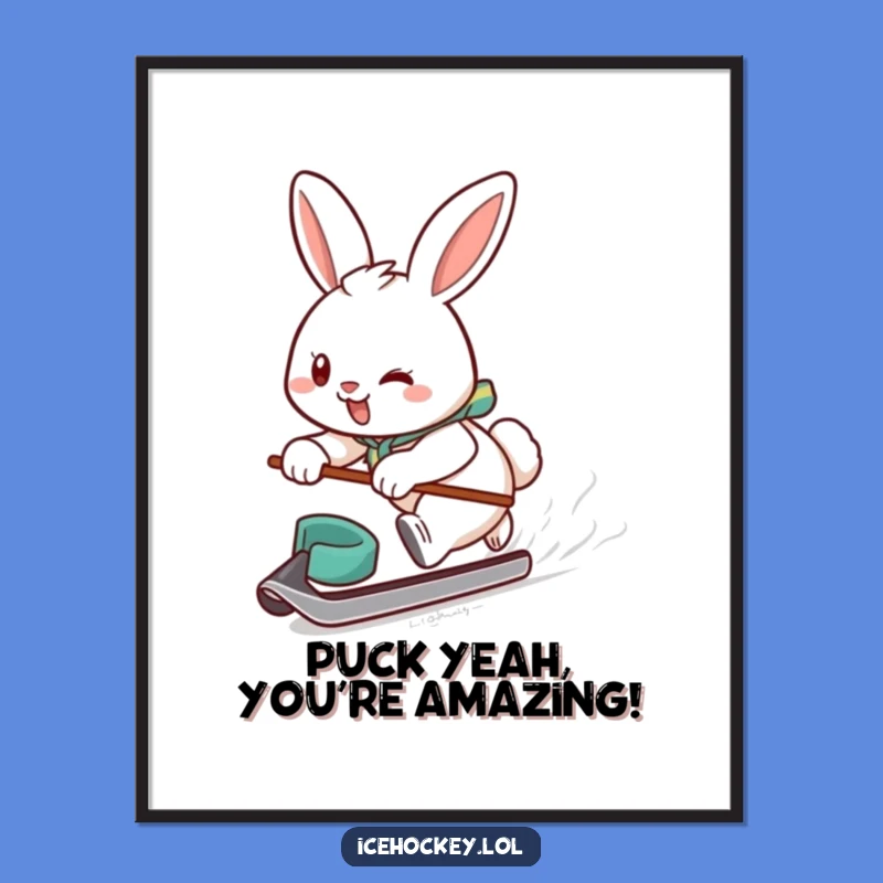 Funny Free Printable Hockey Bunny Wall Art: Downloadable Gift for Sports Enthusiasts