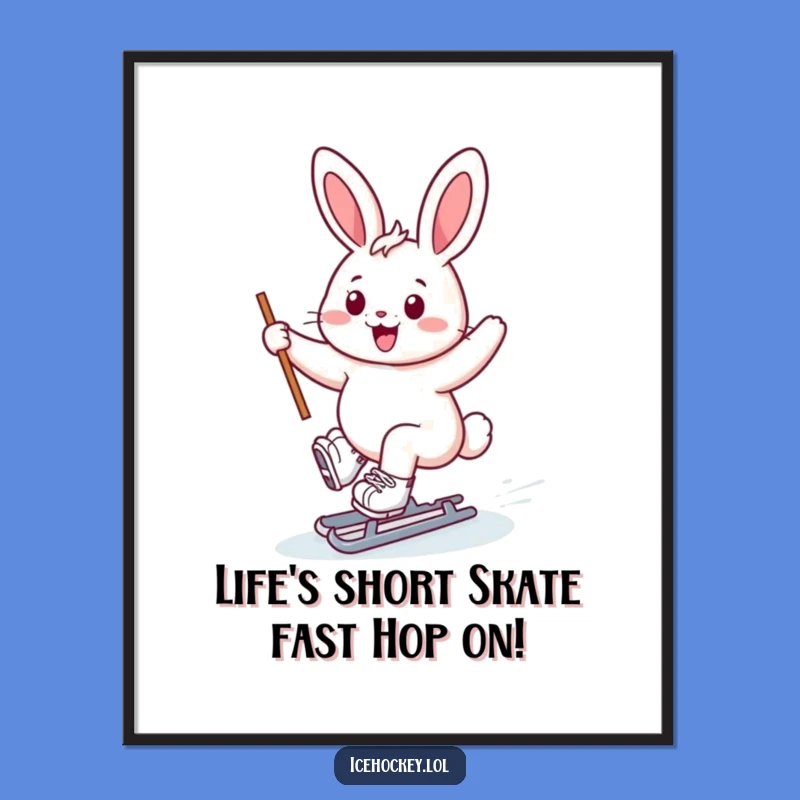 Funny Free Printable Wall Art: Cheerful Bunny Skater, Downloadable Decor!