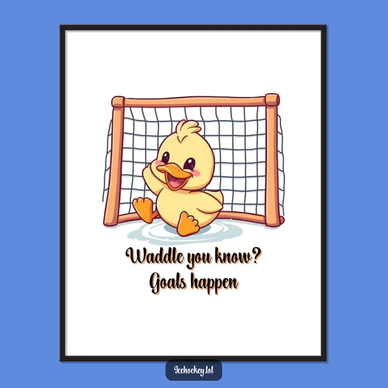 Funny Free Printable Wall Art: Delighted Duck's Goal Slide - Whimsical Downloadable Decor!