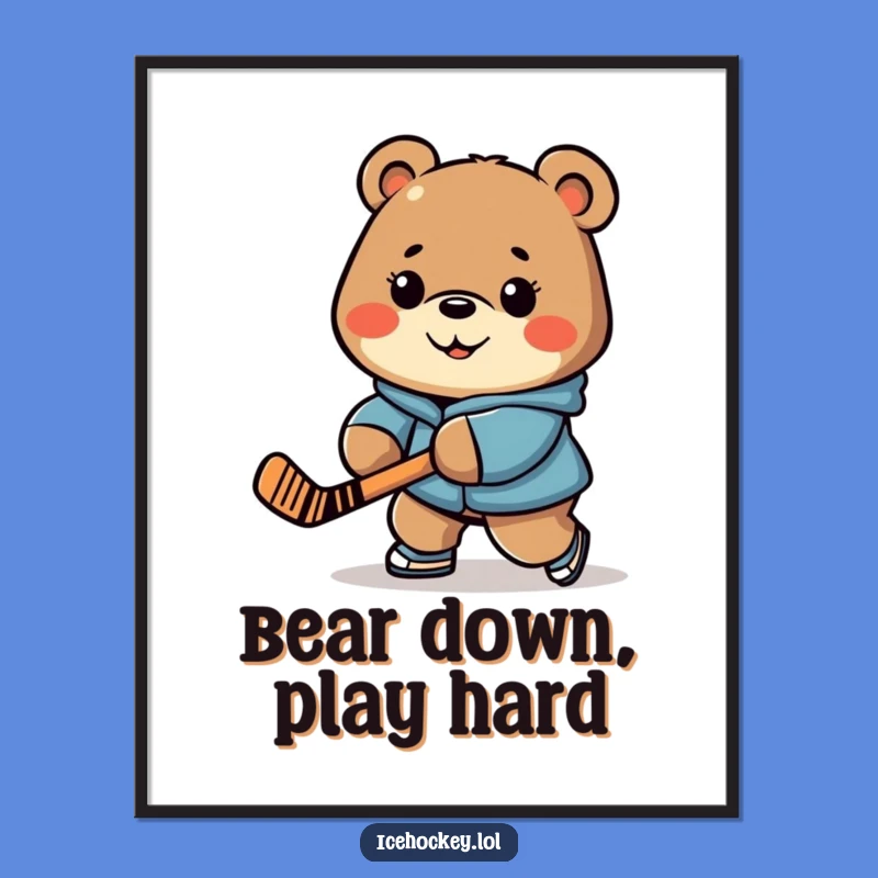 Funny Free Printable Wall Art: Determined Hockey Bear, Cool Downloadable Decor!