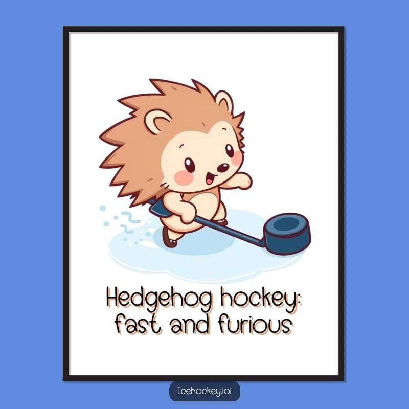 Free Printable Wall Art: Hedgehog Hockey Action for Sporty Decor