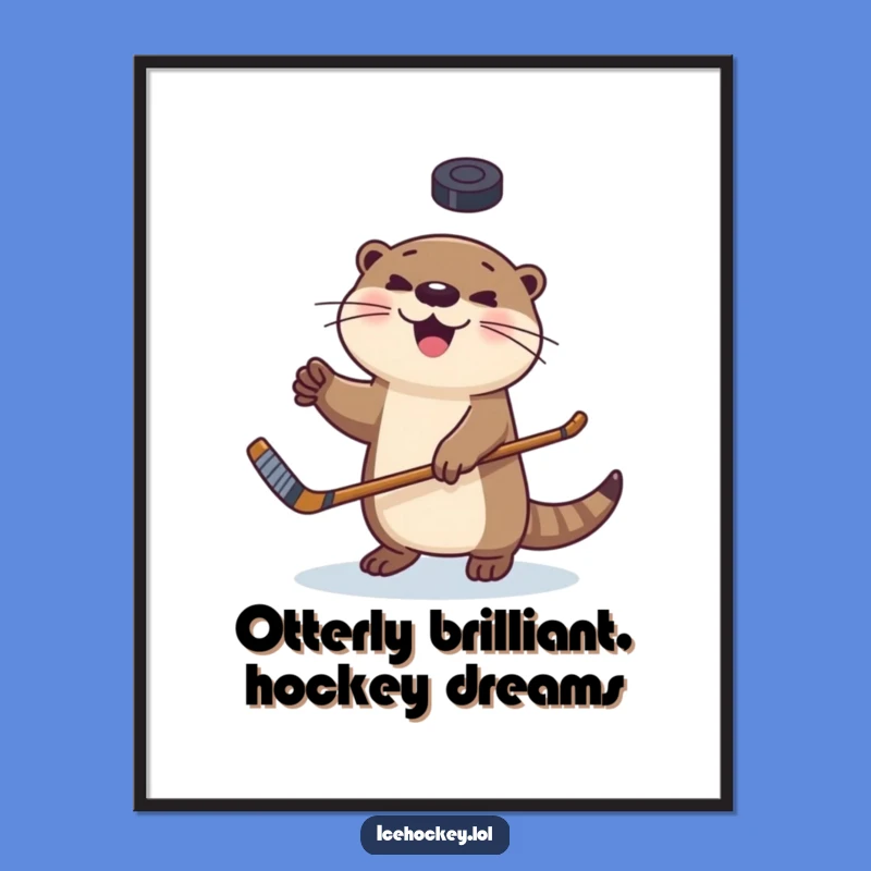 Free Printable Otter Hockey Wall Art: Funny Juggling Animal Downloadable Decor