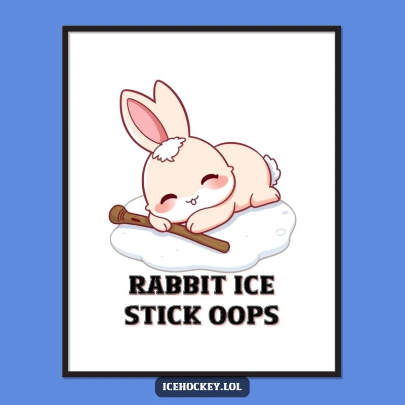 Free Printable Wall Art: Cheerful Rabbit Ice Skating Fail Downloadable Decor