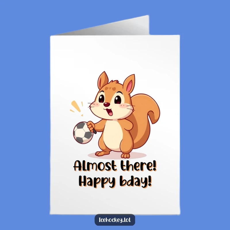 Free Printable Squirrel Miss Birthday Card: Funny Downloadable Gift for Hockey Fans