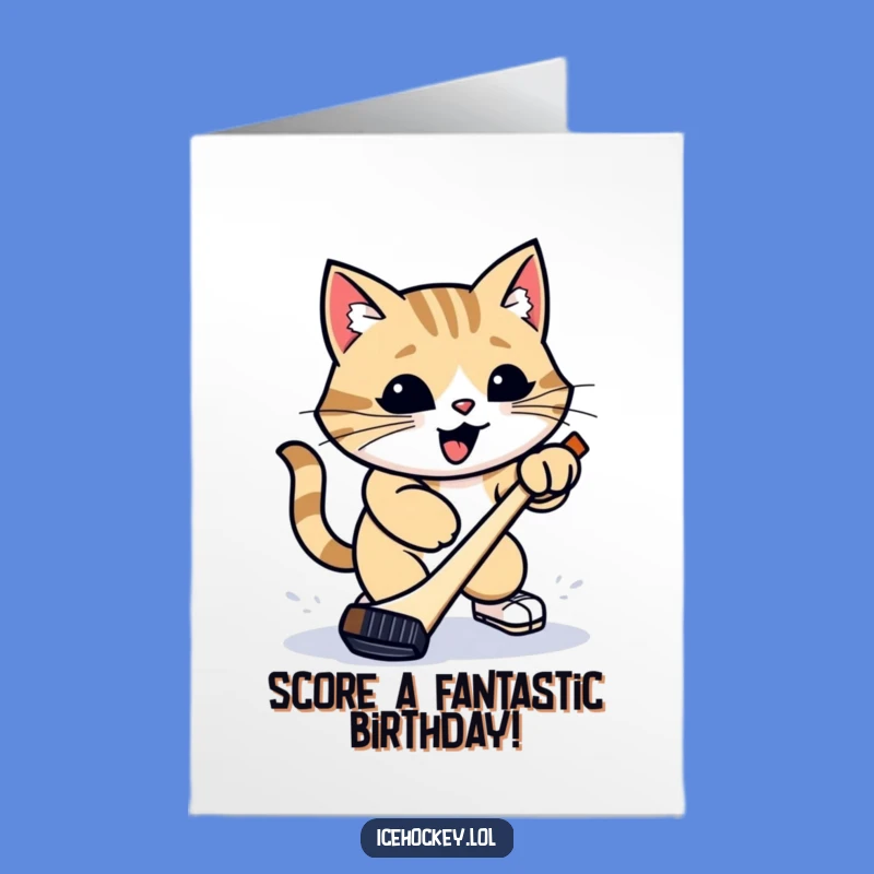 Free Printable Birthday Card: Cat's Slap Shot, Perfect Humorous Downloadable Gift