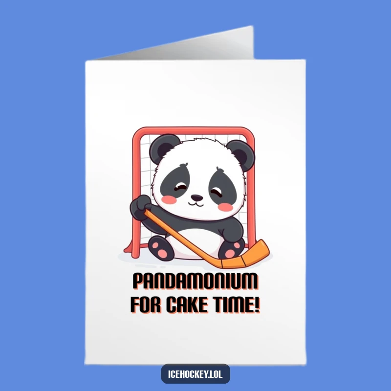 Free Printable Birthday Card: Confused Panda's Hockey Puzzle, Funny Downloadable