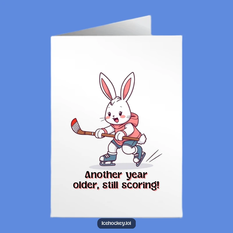 Free Printable Birthday Card: Funny Hockey Bunny Ace Humor Downloadable Gift