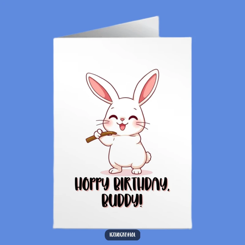 Free Printable Birthday Card: Hockey Rabbit Gift for Sports Fans' Big Day