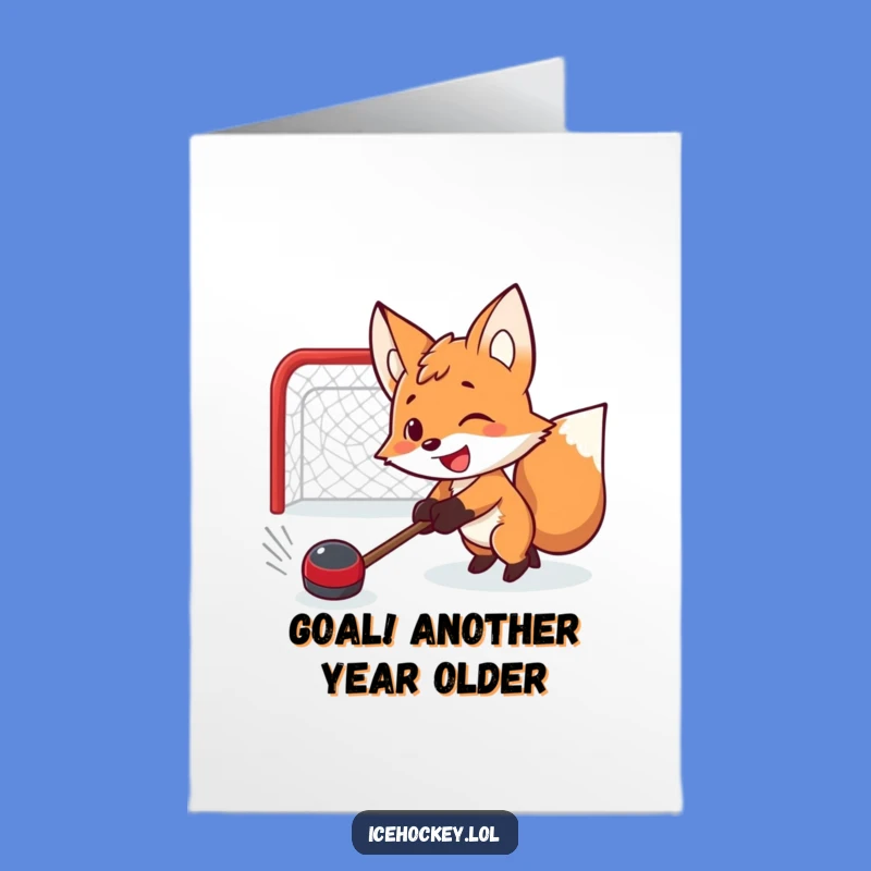 Free Printable Fox Hockey Birthday Card - Funny Downloadable Gift for Him Her