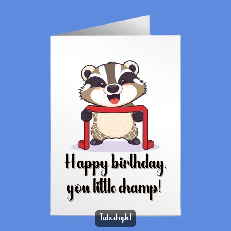 Free Printable Giggling Badger Hockey Birthday Card, Downloadable Fierce DIY Fun