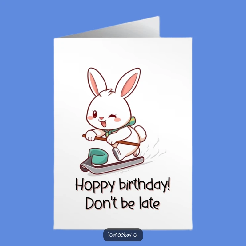 Free Printable Hockey Bunny Birthday Card: Funny Downloadable Gift for Sports Fans