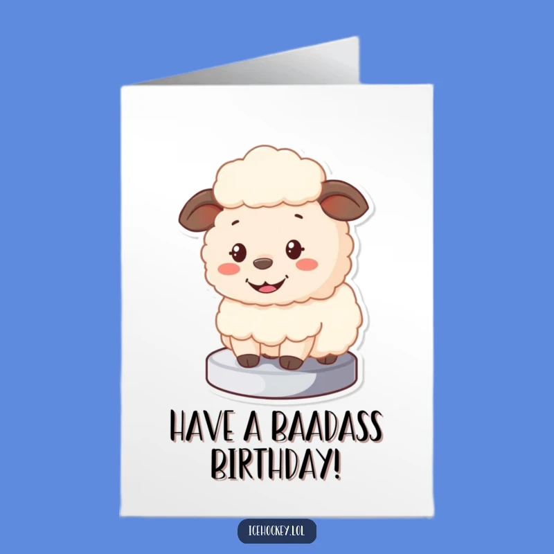 Free Printable Sheep Birthday Card: Funny Hockey Goalie Downloadable Gift for Him