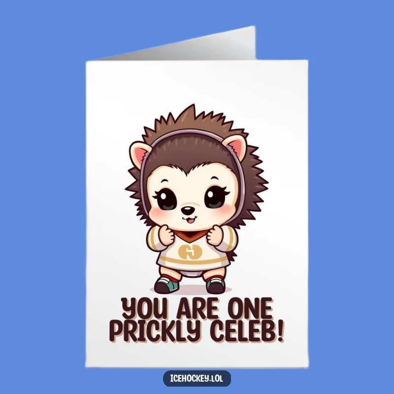 Free Printable Birthday Card: Goalie Hedgehog Saves the Day, Funny Downloadable