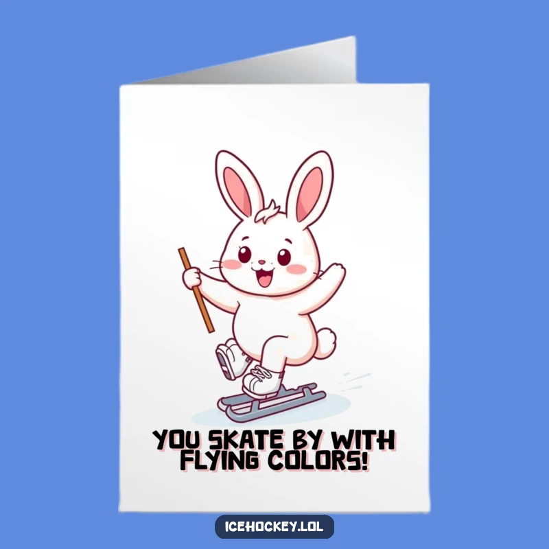 Free Printable Congrats Card: Cheerful Bunny Skater, Downloadable Celebration!