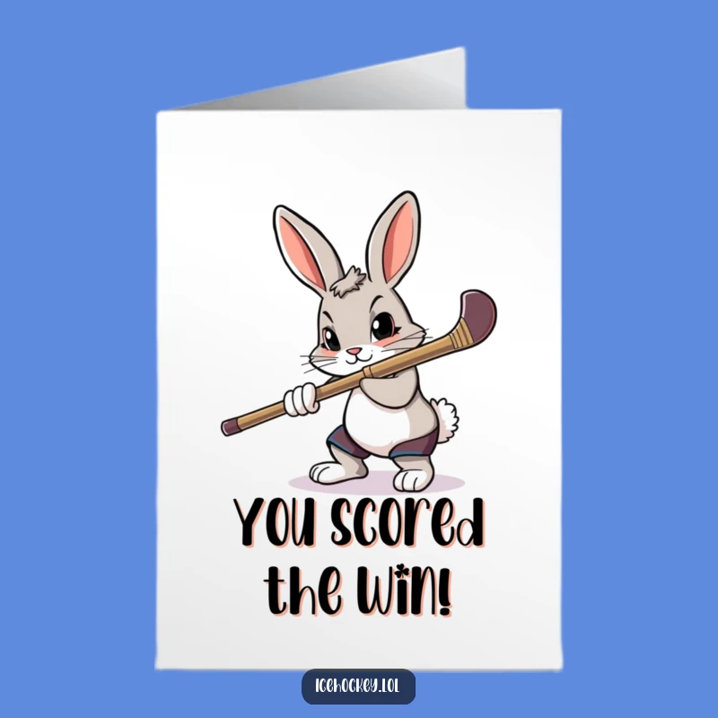 Free Printable Congrats Card: Determined Rabbit Scores for a Champion Downloadable Gift!