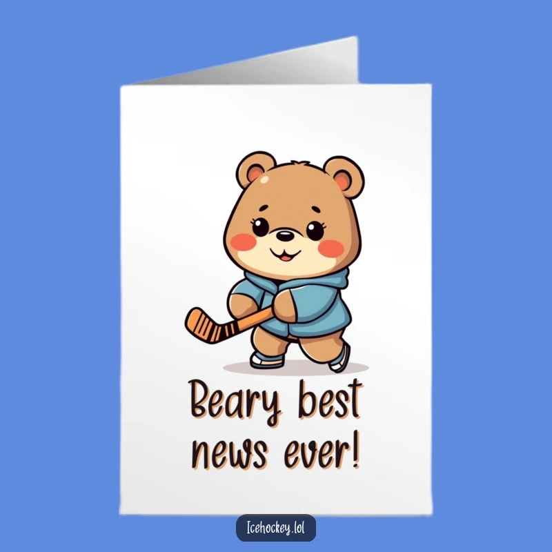 Free Printable Congrats Card: Hockey Bear Victory for a Champion Downloadable Gift!