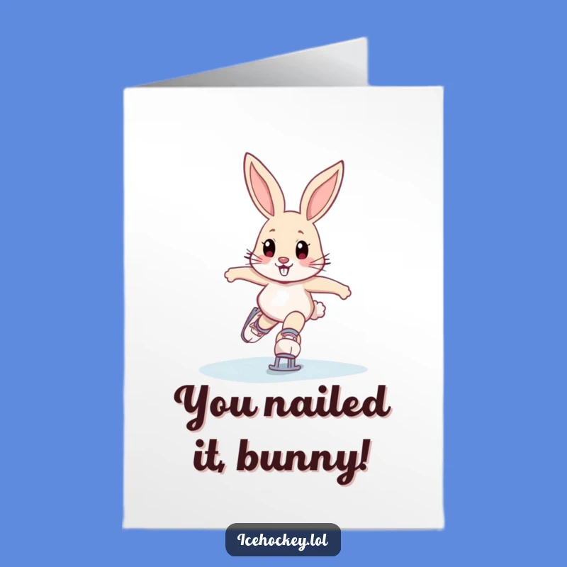 Free Printable Congratulations Card: Speedy Skating Bunny for Achievement Celebration