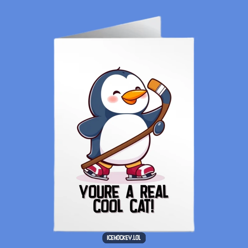 Free Printable Penguin Congrats Card - Funny Hockey Theme Downloadable Gift
