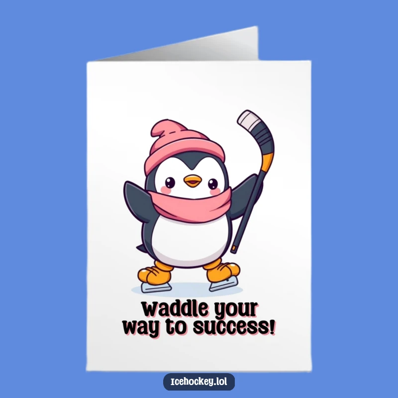 Free Printable Penguin Hockey Congrats Card, Downloadable DIY Celebration Victory