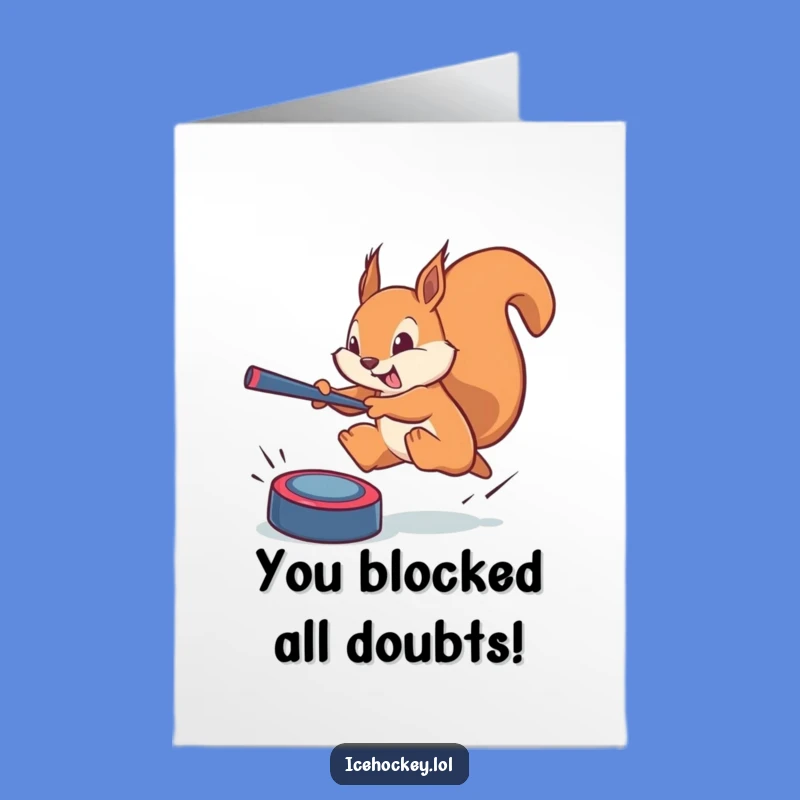 Free Printable Congrats Card: Squirrel's Game-Saving Block - Funny Downloadable Gift!