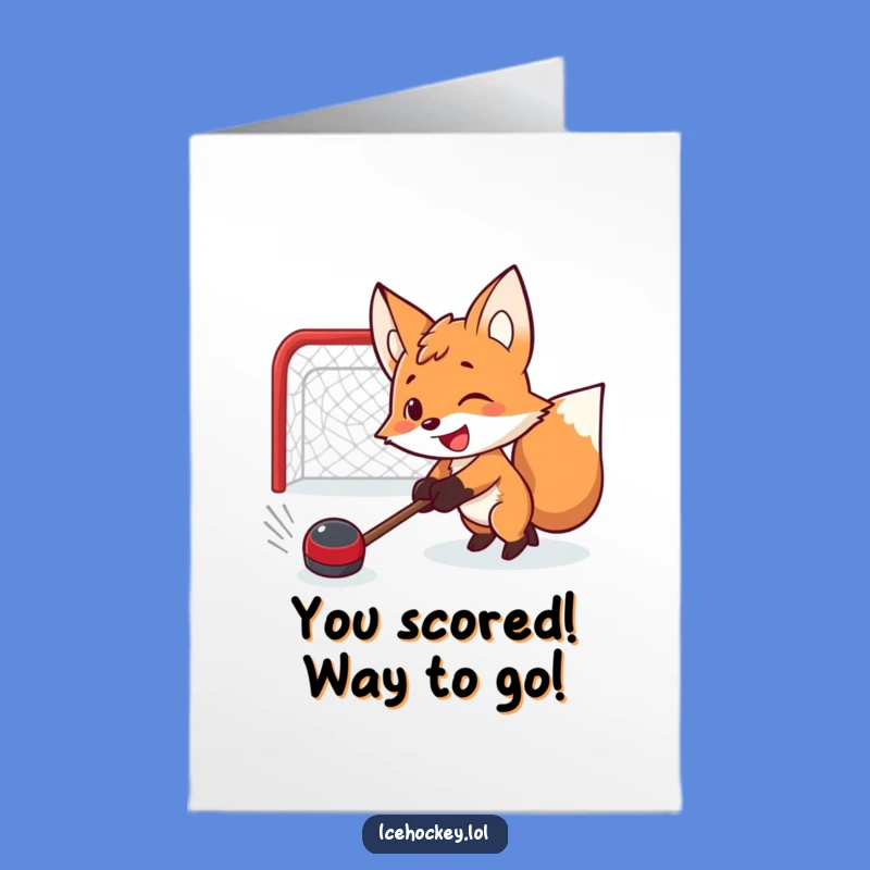 Free Printable Fox Hockey Card - Funny Downloadable Congratulations Gift