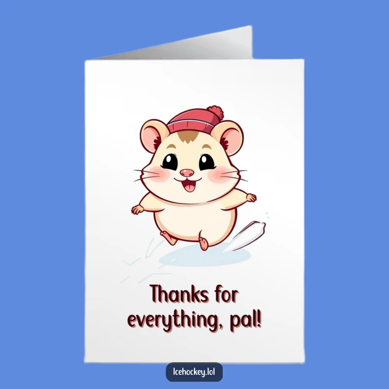 Free Printable Funny Hamster Thank You Card: Grateful Ice Race Downloadable Greeting