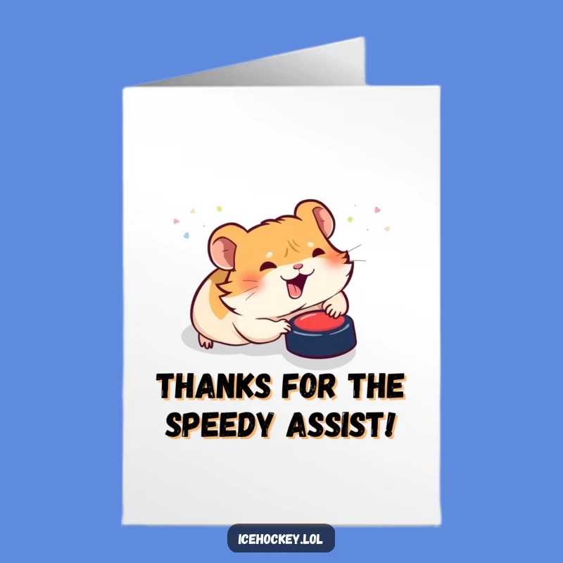 Free Printable Thank You Card: Giggling Hamster Hockey Player Funny Downloadable Gift