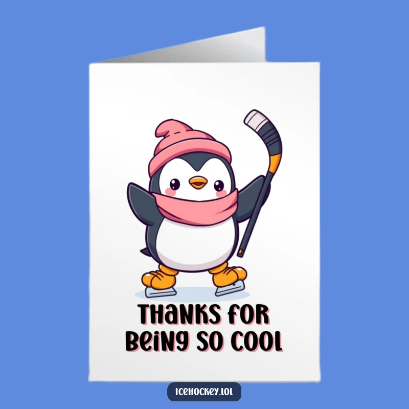 Free Printable Penguin Hockey Thank You Card, Downloadable DIY Appreciation Gesture