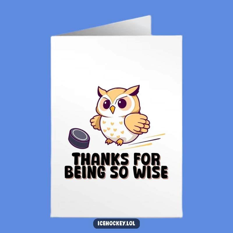 Free Printable Owl Hockey Thank You Card - Funny Downloadable Gift of Gratitude
