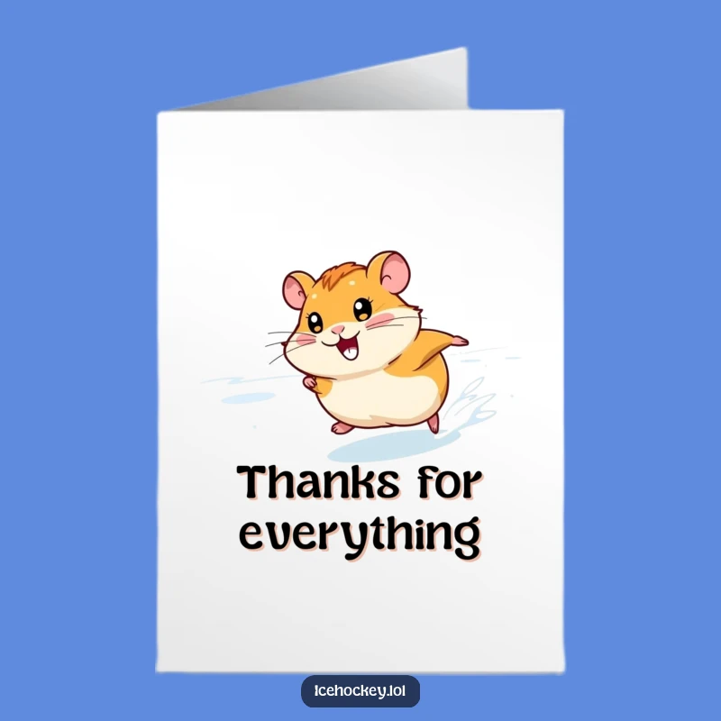 Free Printable Thank You Card: Speedy Hamster Skating, Sweet Downloadable Appreciation Gift