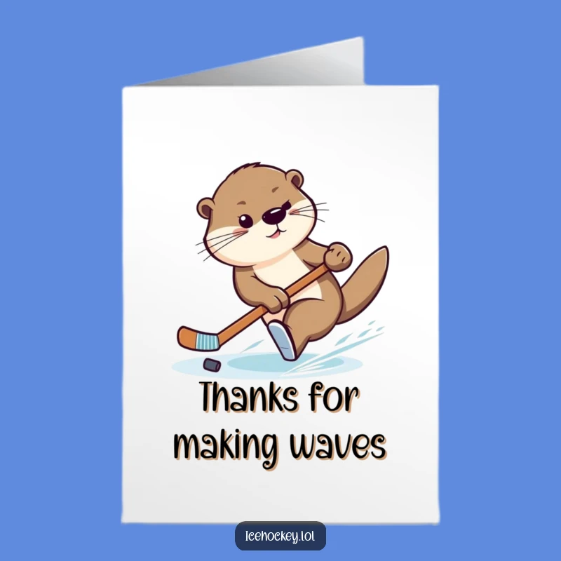 Free Printable Thank You Card: Otter's Hockey Assist, Downloadable Gratitude