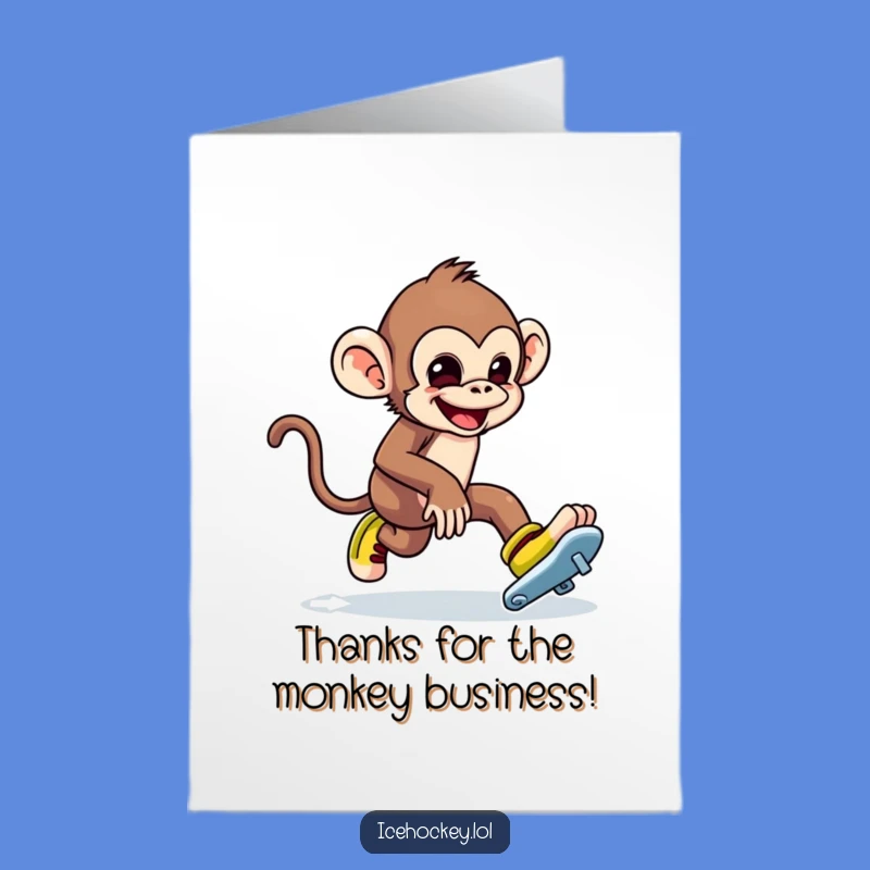 Free Printable Thank You Card: Monkey's Skating Trip for a Downloadable Gift