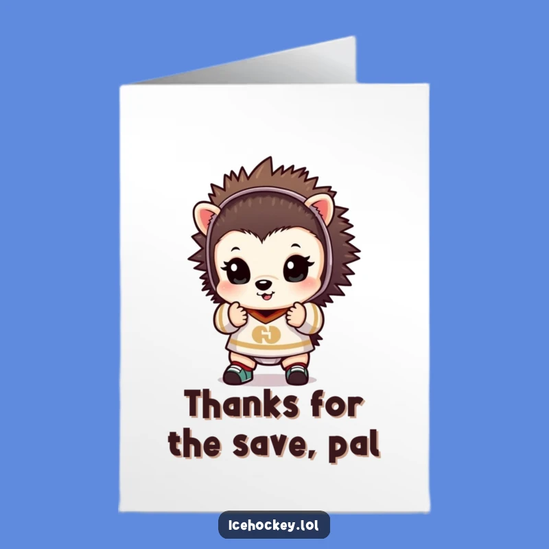 Free Printable Thank You Card: Goalie Hedgehog's Grateful Save, Downloadable Fun
