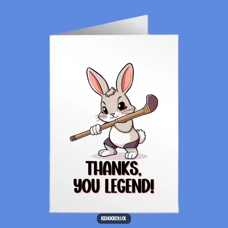 Free Printable Thank You Card: Hockey Rabbit Thanks for a Focused Downloadable Gift!