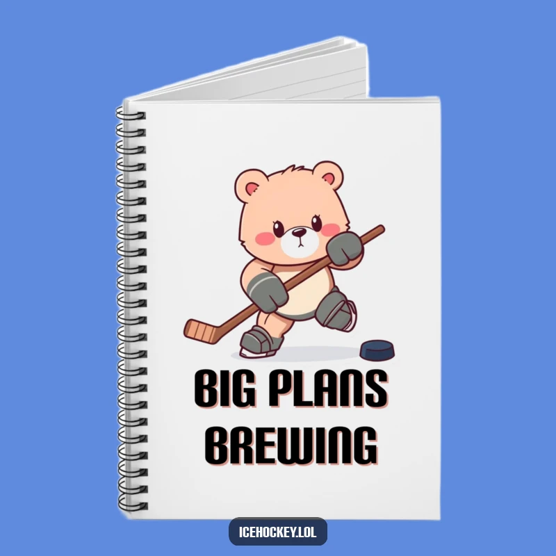 Funny Bear Hockey Notebook: Charging Bruin with Stick & Puck, Journal Humor Gift