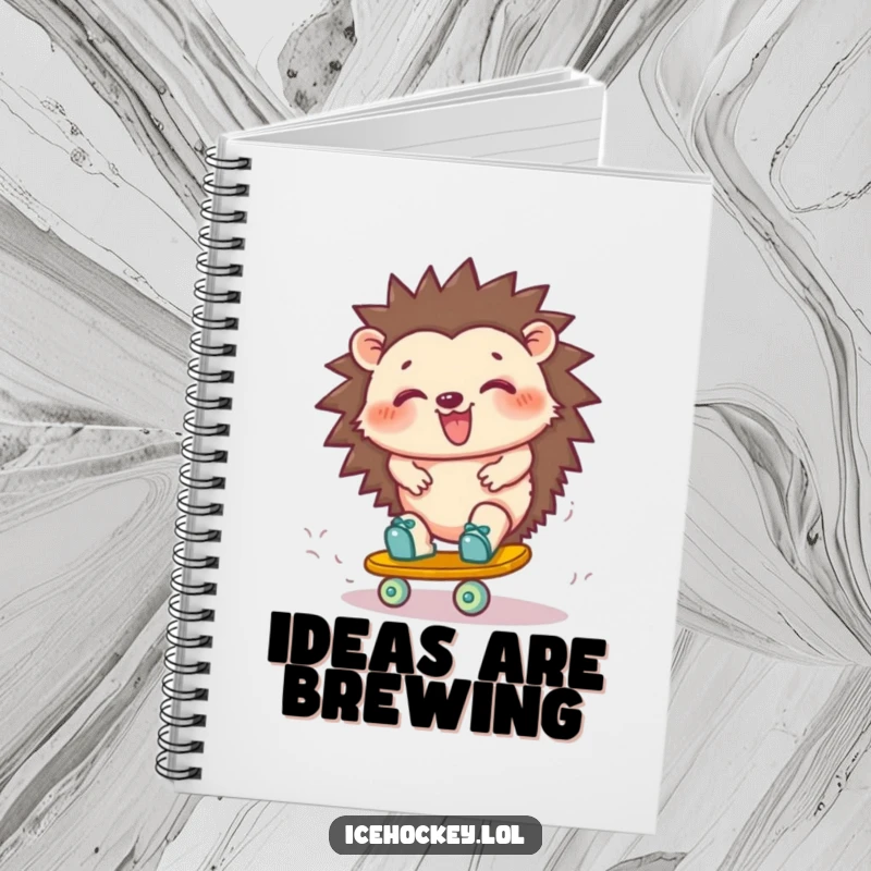 Funny hedgehog notebook: a happy hedgehog giggling while trying to roller skate, inspiring creative and comical entries.